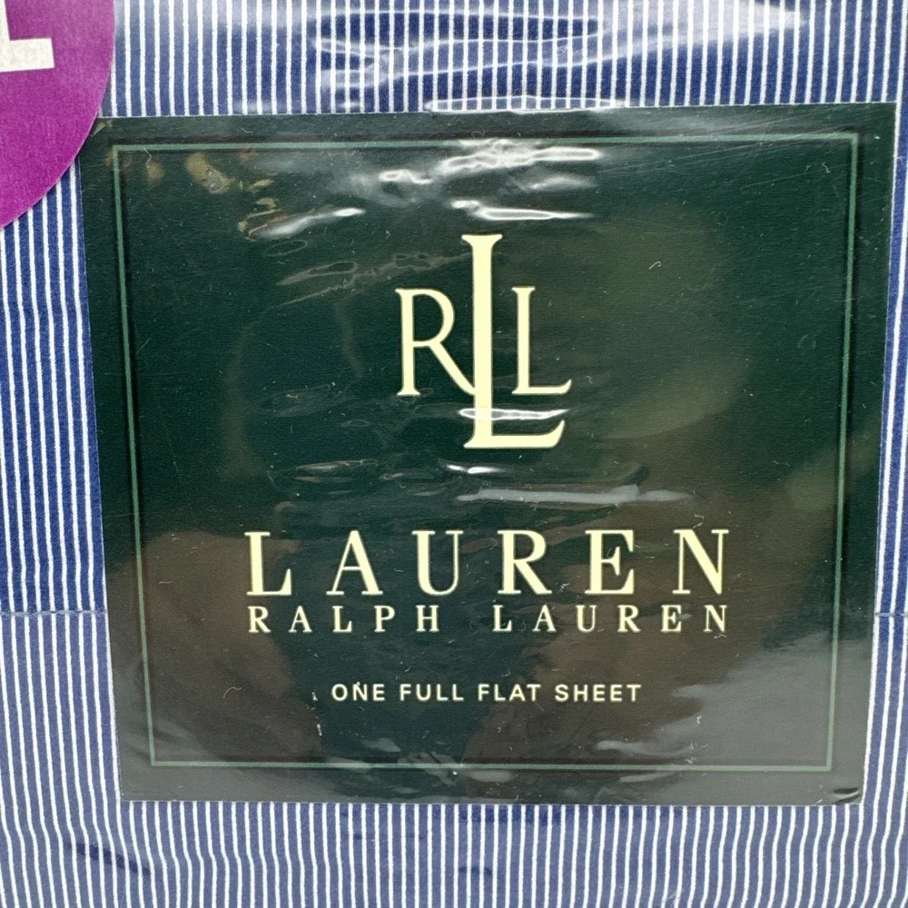 Ralph Lauren Sheet Full Flat Blue Narrow Stripe New USA Made Vintage NIP